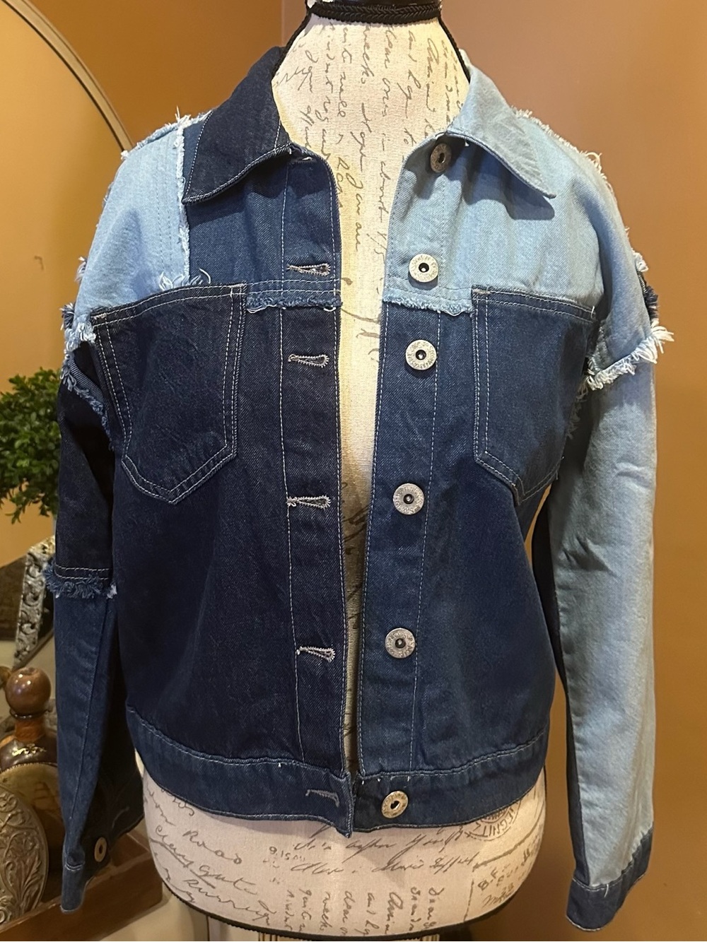 Spoon Jeans distressed denim patchwork jacket